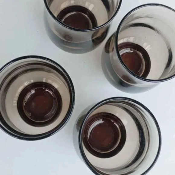 Vintage Tulip Tawny Smokey  Gray Flat Tumblers | Dominion Glass Company | - Picture 4 of 5